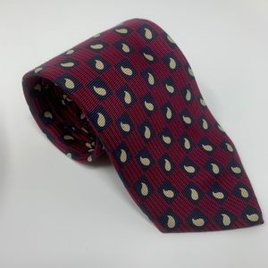 100% Silk - Brooks Brothers - Made In USA Red/Blue With Tear Drops - Pattern Tie